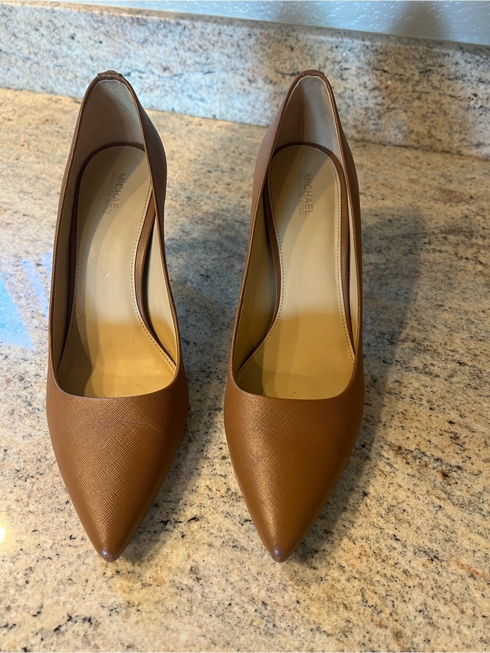Michael Kors Chocolate Brown Pointed-Toe 100% Leather Pumps Size 10